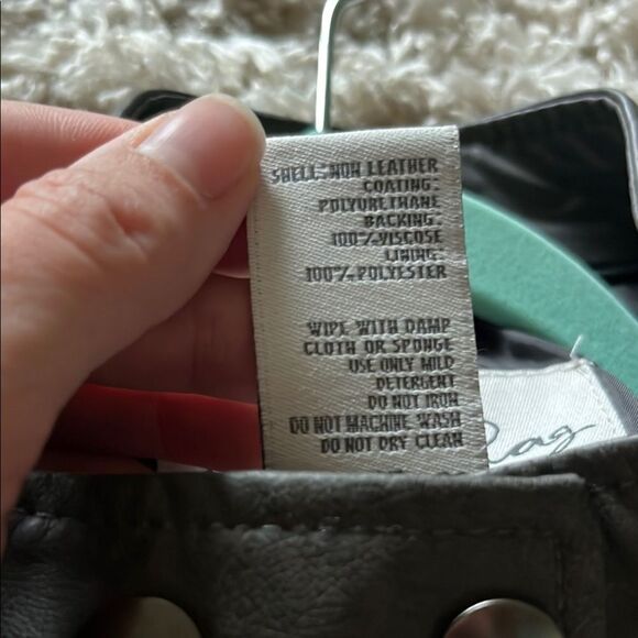 American Rag Gray Leather Jacket Biker Style - Picture 9 of 9